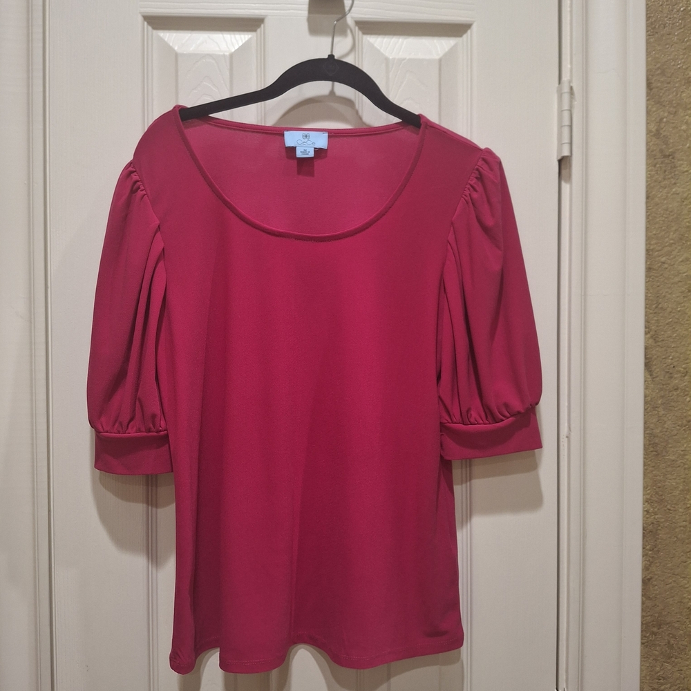 CeCe Fuchsia Puff Sleeve Blouse
